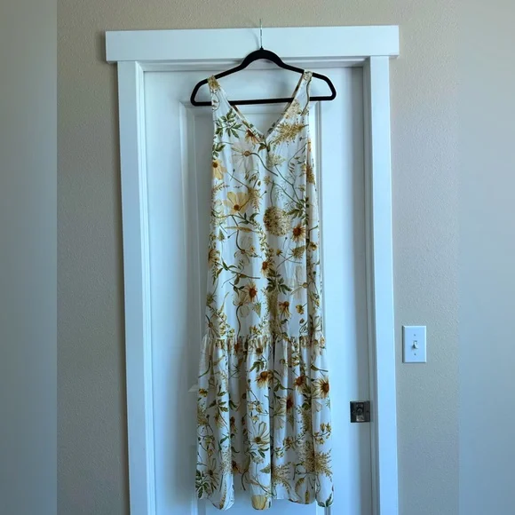 lace white maxi dress with sleeves Monaco Long bohemian dress with lace and ruffles, 3/4 sleeves